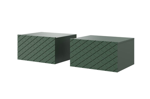 Bogart Set 2 noptiere suspendate din pal si MDF, cu 1 sertar, Scalia 50-1SZ Verde, l50xA42xH27 cm