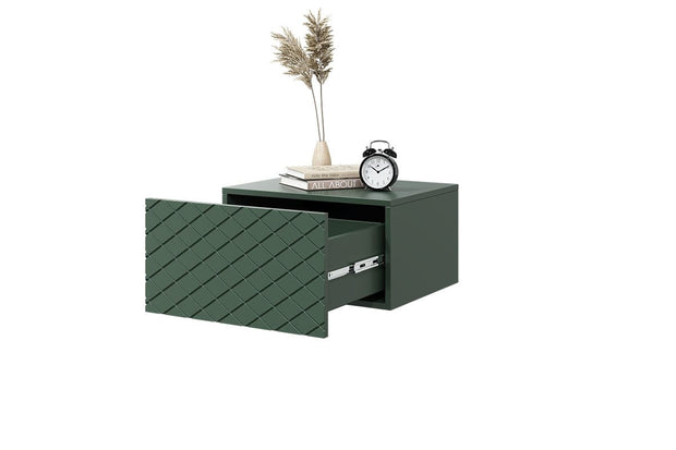 Bogart Set 2 noptiere suspendate din pal si MDF, cu 1 sertar, Scalia 50-1SZ Verde, l50xA42xH27 cm