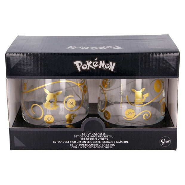 Set 2 pahare din sticla, Pokemon Multicolor, 510 ml