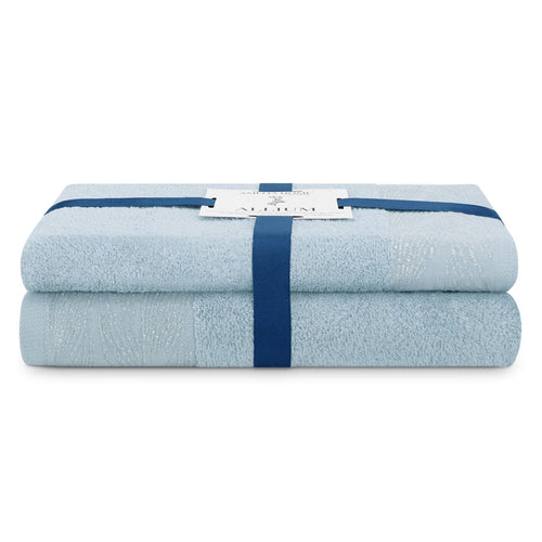 Decoking Set 2 prosoape de baie din bumbac, Allium Bleu, 50 x 90 cm / 70 x 130 cm