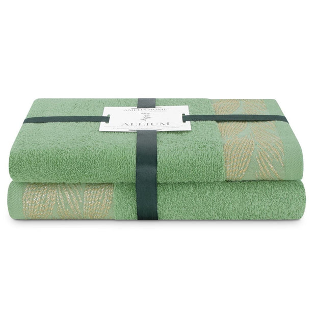 Decoking Set 2 prosoape de baie din bumbac, Allium Verde Mint, 50 x 90 cm / 70 x 130 cm