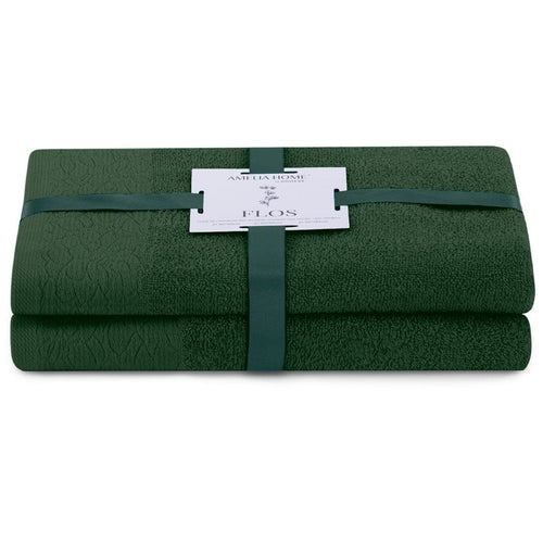 Decoking Set 2 prosoape de baie din bumbac, Flos Verde, 50 x 90 cm / 70 x 130 cm