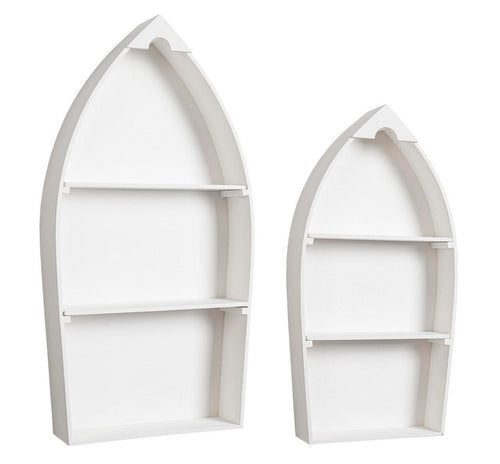 Set 2 rafturi din MDF, Boat Alb, l49xA13xH96,5 / l38,5xA11xH76,5 cm