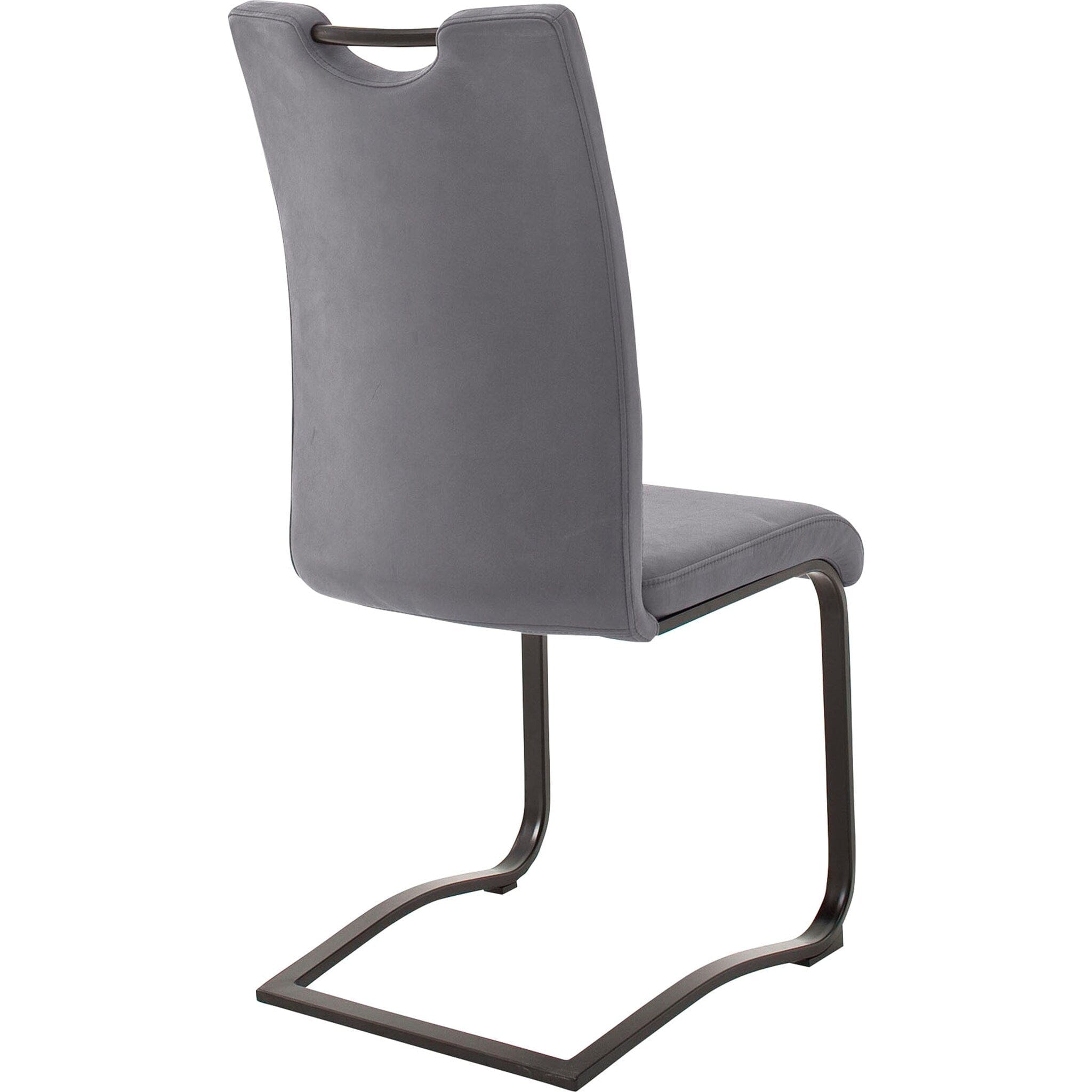 Set 2 scaune tapitate cu piele si picioare metalice, Zagreb Gri / Negru, l45xA60xH102 cm (4)