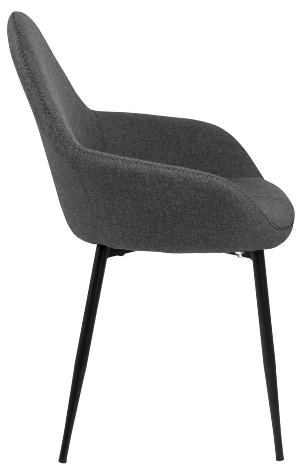 Set 2 scaune tapitate cu stofa si picioare metalice Candis Gri / Negru, l60xA57,5xH84 cm (3)