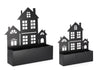 Set 2 suporturi de perete pentru ghivece, din metal, House Rosalba Negru, L40,5xl11xH47 / L30xl8xH36 cm