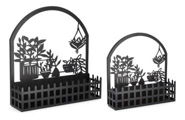 Set 2 suporturi de perete pentru ghivece, din metal, Plants Rosangela Negru, L48xl13xH50 / L38xl10,5xH39,5 cm (1)