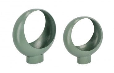 Set 2 suporturi ghivece din metal, Keyra Round Verde Mint, L31xl14xH33 / L25xl12xH29 cm (1)