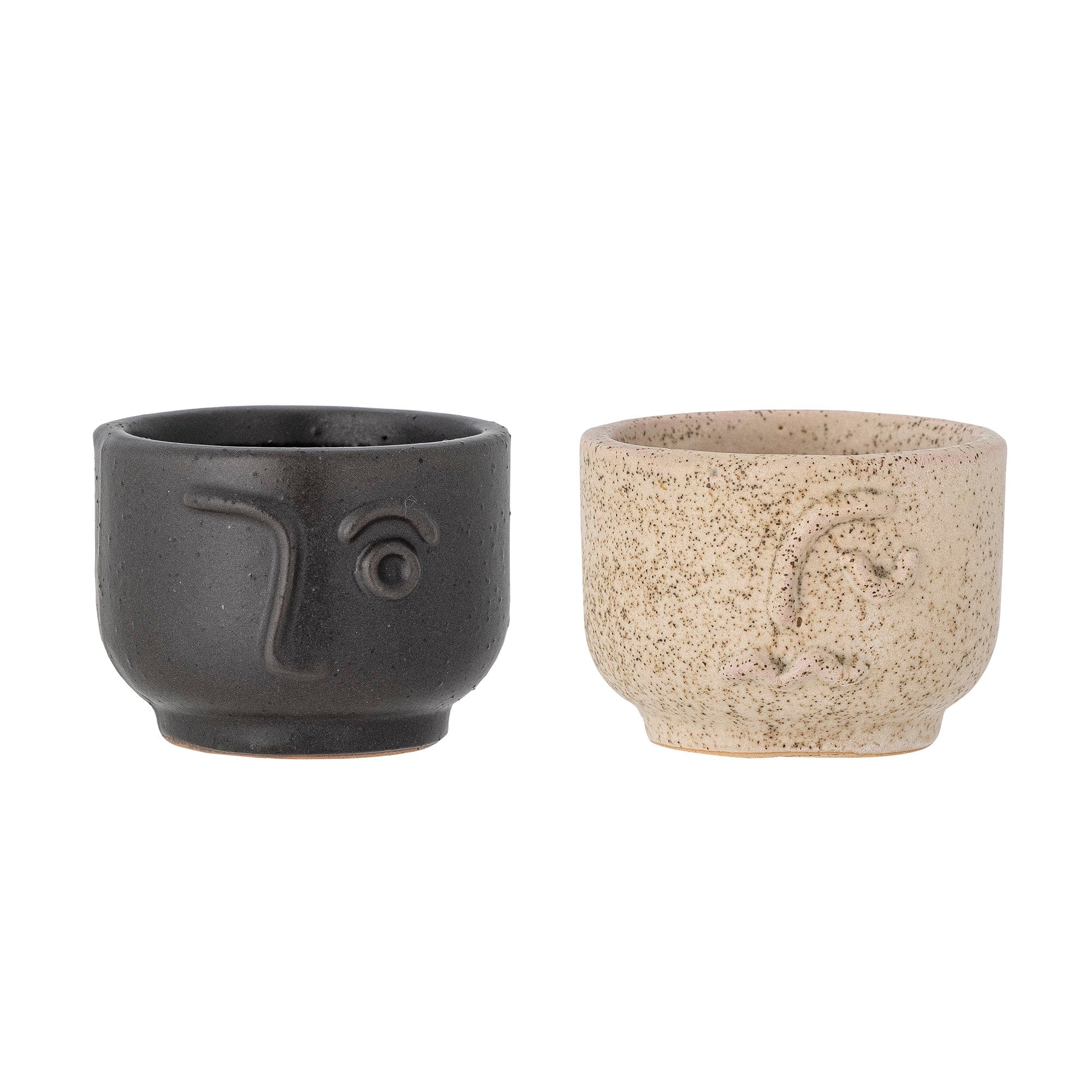 Set 2 suporturi pentru lumanari din ceramica, Jacoba Negru, Ø6,5xH4,5 cm