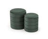 Set 2 taburete tapitate cu stofa, cu spatiu de depozitare Pacho Velvet Verde, Ø40xH44 / Ø33xH39 cm