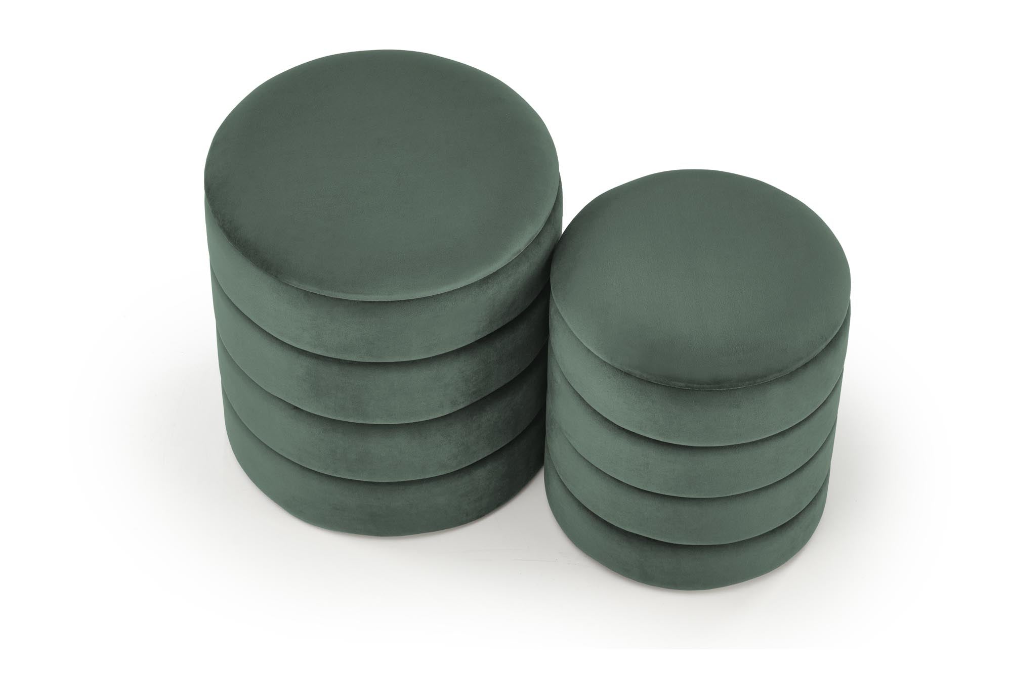 Set 2 taburete tapitate cu stofa, cu spatiu de depozitare Pacho Velvet Verde, Ø40xH44 / Ø33xH39 cm (5)