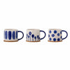 Set 3 cani din ceramica, Linora Albastru, 450 ml