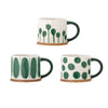 Set 3 cani din ceramica, Linora Verde, 450 ml