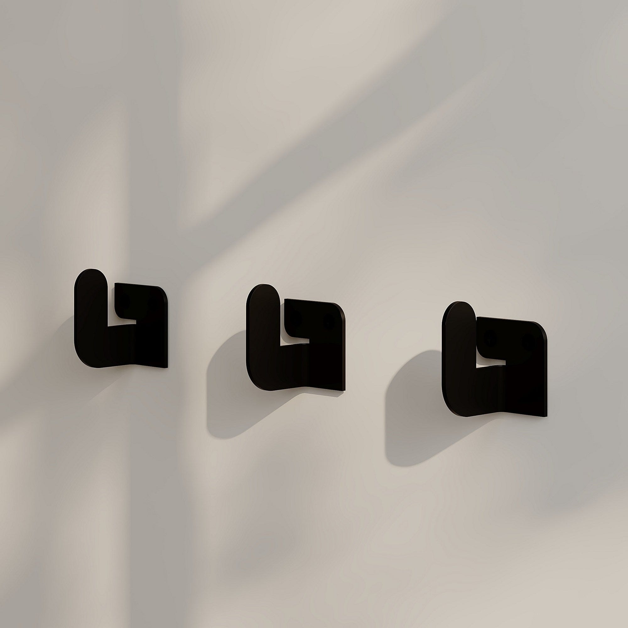 Asir Set 3 carlige metalice pentru perete, Luxa Negru, l3,2xA3,4xH4,2 cm