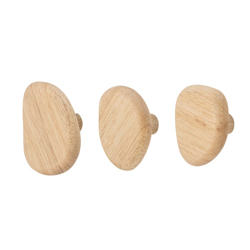 Set 3 carlige pentru perete din lemn, Conor Natural, l8xA4,5xH8 cm