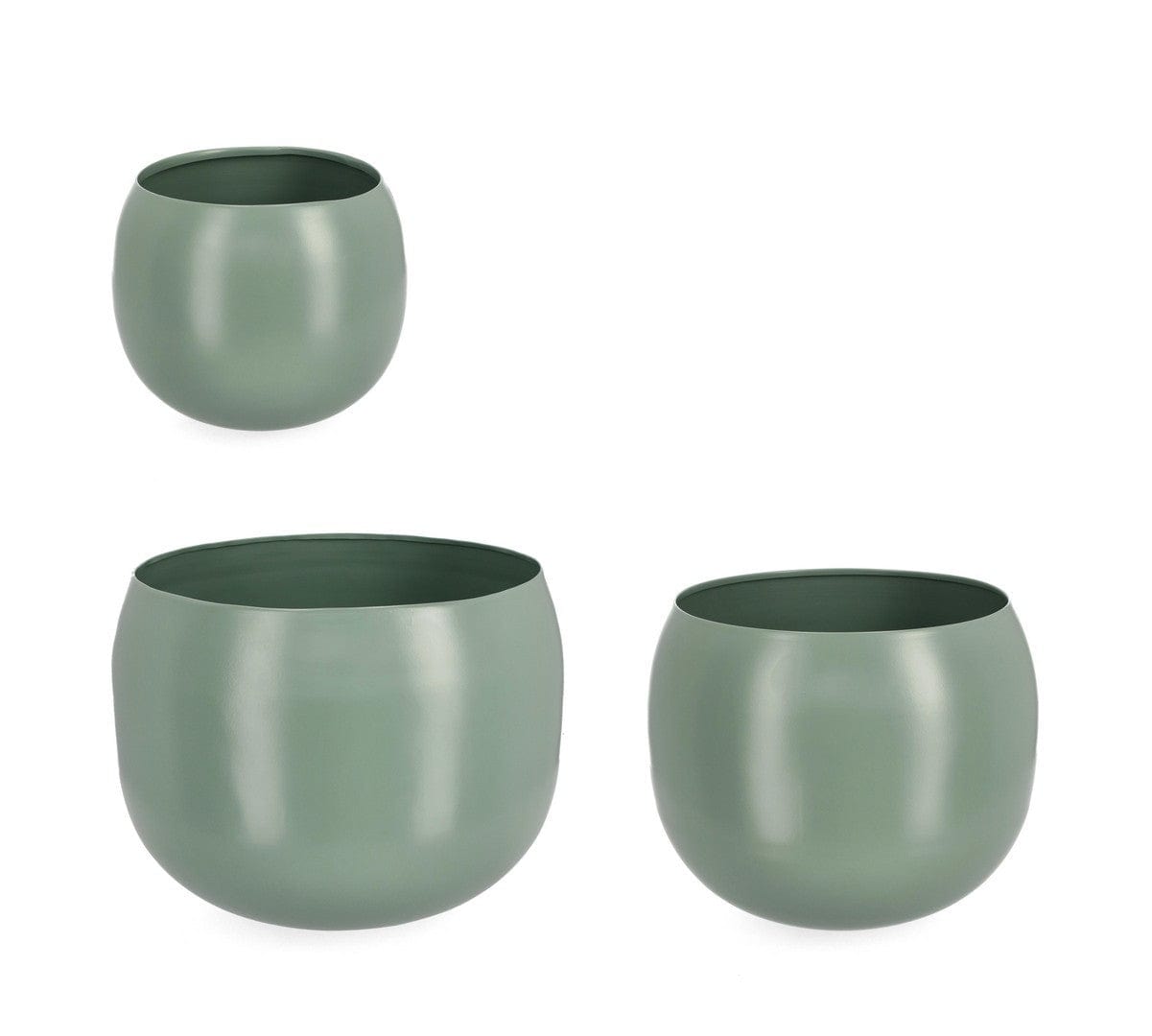 Set 3 ghivece din metal, Keyra Bowl Verde Mint, Ø36xH28 / Ø31xH26 / Ø24xH19,5 cm