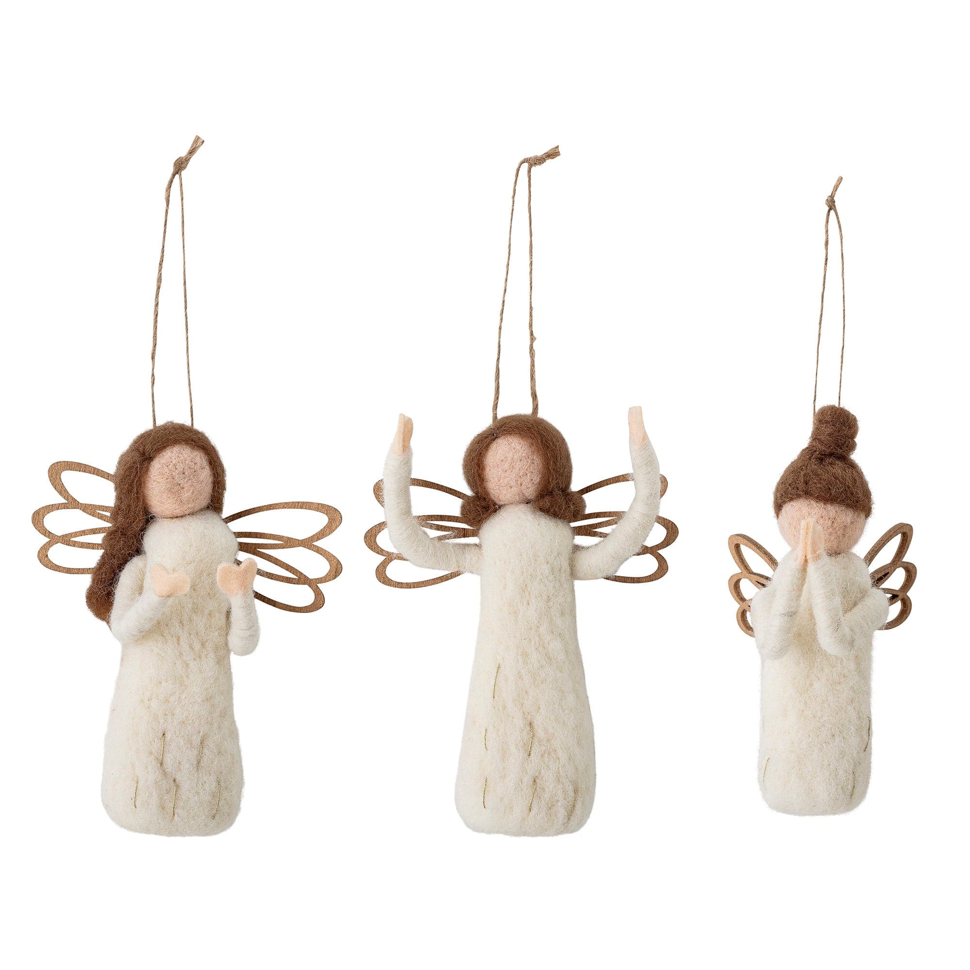 Bloomingville Set 3 ornamente pentru brad, Pavla Alb, L8xl6xH13 cm