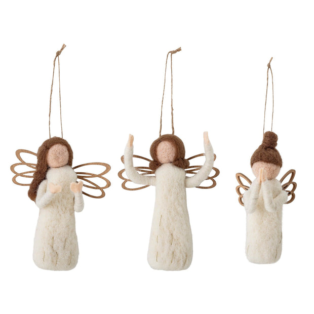 Bloomingville Set 3 ornamente pentru brad, Pavla Alb, L8xl6xH13 cm