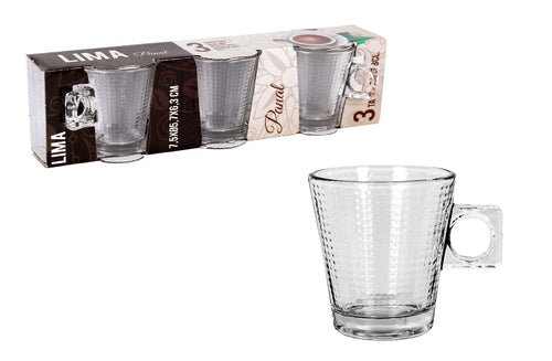 Inde Soler Hispania Set 3 pahare pentru cafea din sticla, Lima Panal Transparent, 80 ml