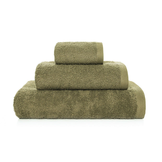 Set 3 prosoape baie din bumbac, New Plus Verde Olive, 30 x 50 / 50 x 100 / 70 x 140 cm