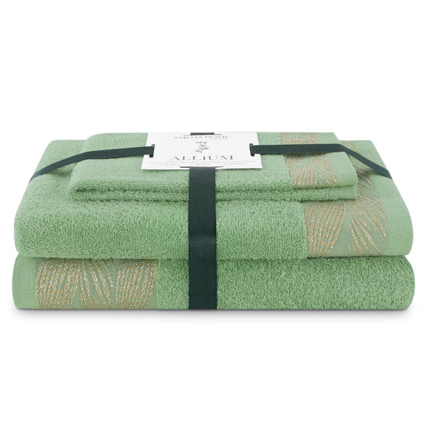 Decoking Set 3 prosoape de baie din bumbac, Allium Verde Mint, 30 x 50 cm / 50 x 90 cm / 70 x 130 cm