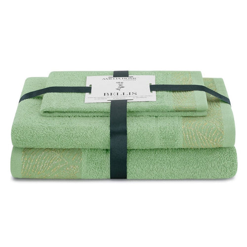 Decoking Set 3 prosoape de baie din bumbac, Bellis Verde Mint, 30 x 50 cm / 50 x 90 cm / 70 x 130 cm