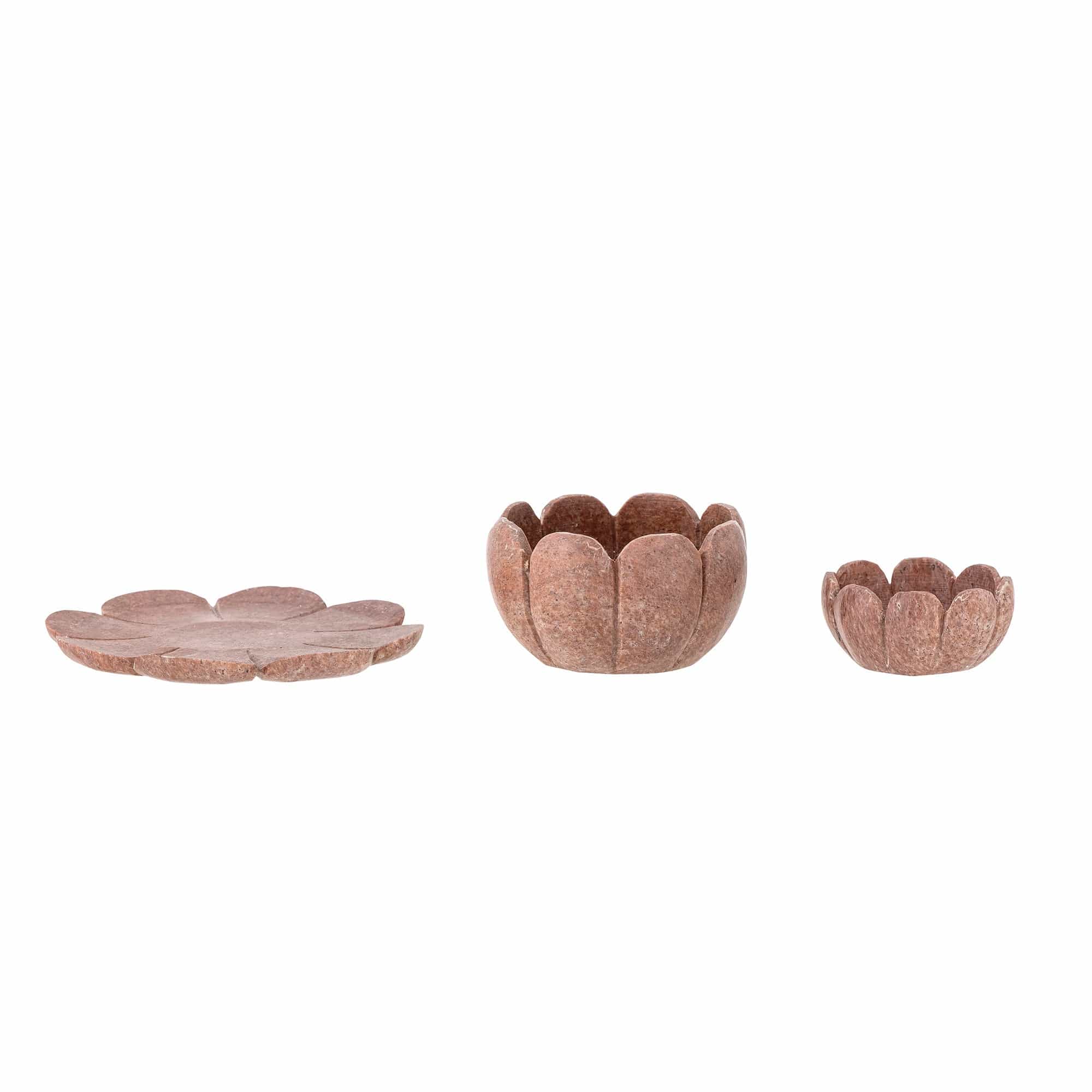 Set 3 suporturi pentru lumanari din marmura, Eliot II Maro, Ø13xH6 cm (1)