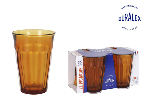 Set 4 pahare din sticla, Picardie Amber, 360 ml