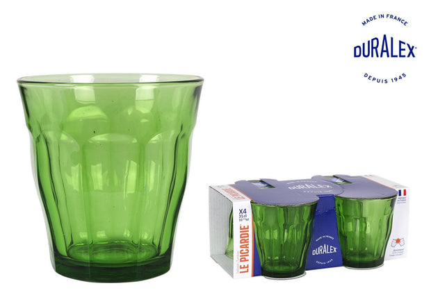 Inde Soler Hispania Set 4 pahare din sticla, Picardie Verde, 310 ml