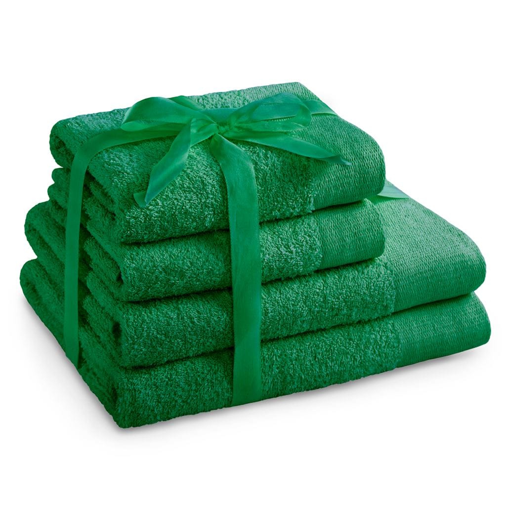 Decoking Set 4 prosoape de baie din bumbac, Amari Verde, 70 x 140 cm / 50 x 100 cm