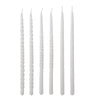 Set 6 lumanari Twist, Alb, din parafina, timp de ardere 3H, Conice Ø1,25xH25 cm