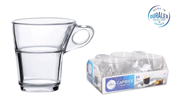 Inde Soler Hispania Set 6 pahare pentru cafea din sticla, Caprice Transparent, 90 ml