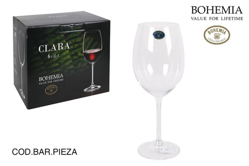 Inde Soler Hispania Set 6 pahare pentru vin din sticla, Clara Transparent, 450 ml