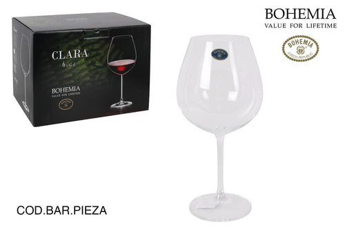 Inde Soler Hispania Set 6 pahare pentru vin din sticla, Clara Transparent, 650 ml