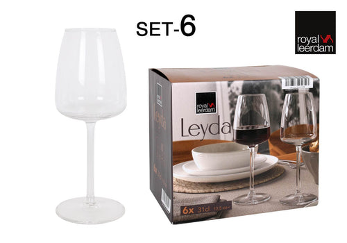 Inde Soler Hispania Set 6 pahare pentru vin din sticla, Leyda Transparent, 310 ml