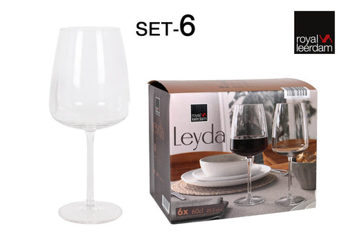 Inde Soler Hispania Set 6 pahare pentru vin din sticla, Leyda Transparent, 600 ml