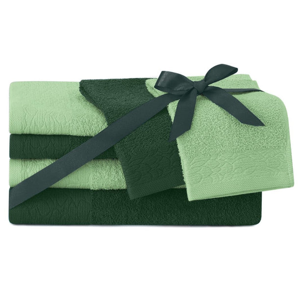 Decoking Set 6 prosoape de baie din bumbac, Flos Verde, 30 x 50 cm / 50 x 90 cm / 70 x 130 cm