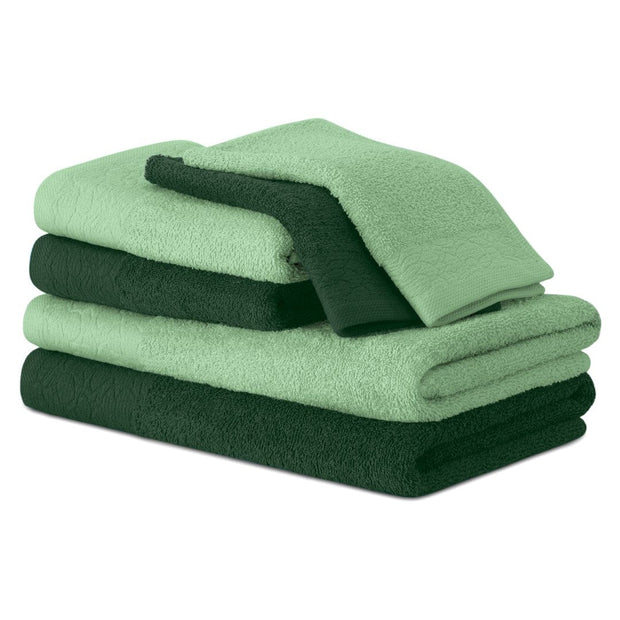 Decoking Set 6 prosoape de baie din bumbac, Flos Verde, 30 x 50 cm / 50 x 90 cm / 70 x 130 cm