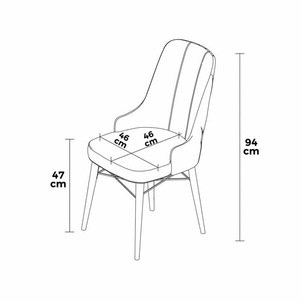 Set 6 scaune tapitate cu stofa si picioare metalice, Pare Antracit / Negru, l46xA46xH94 cm (3)