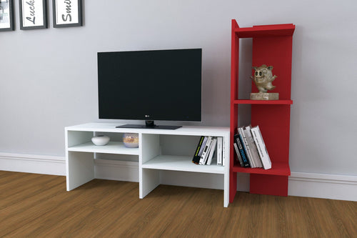 Oyo Set de mobila living din pal, 2 piese, Emir Alb Rosu