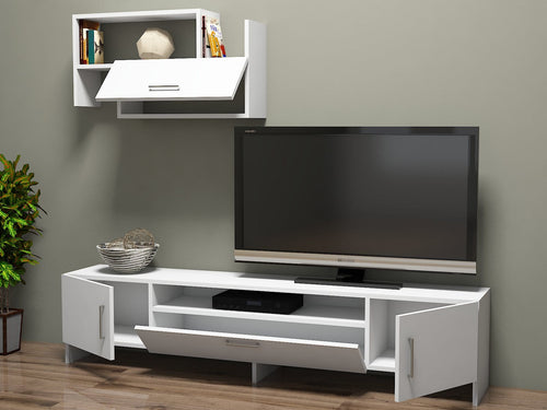 Oyo Set de mobila living din pal, 2 piese, Seda Alb