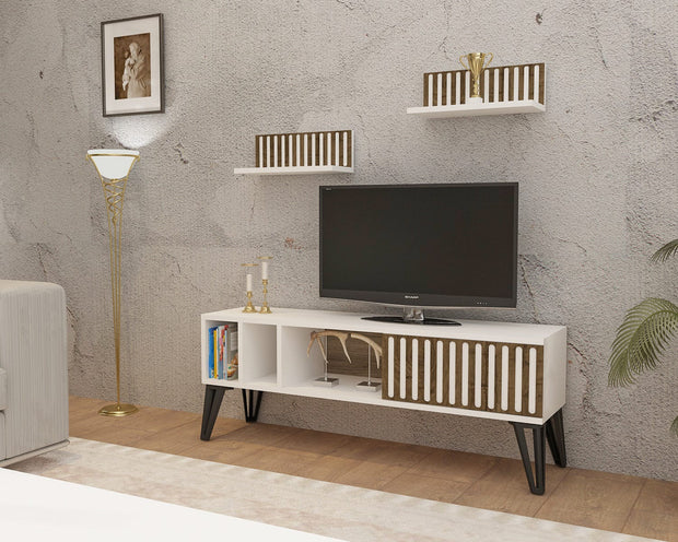 Oyo Set de mobila living din pal, 3 piese, Malen Alb