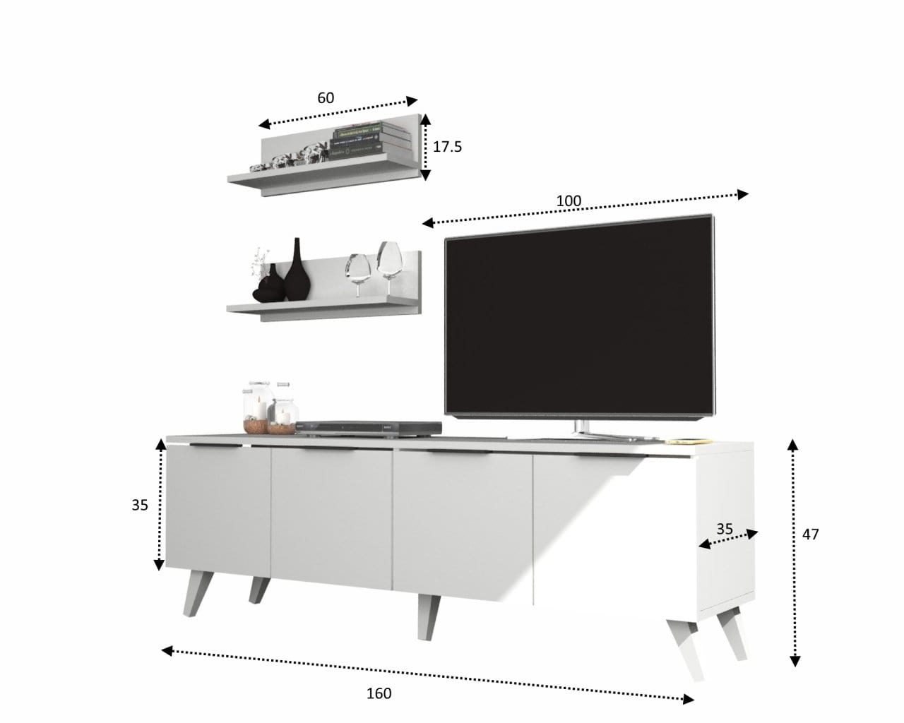 Oyo Set de mobila living din pal, 3 piese, Mast Alb