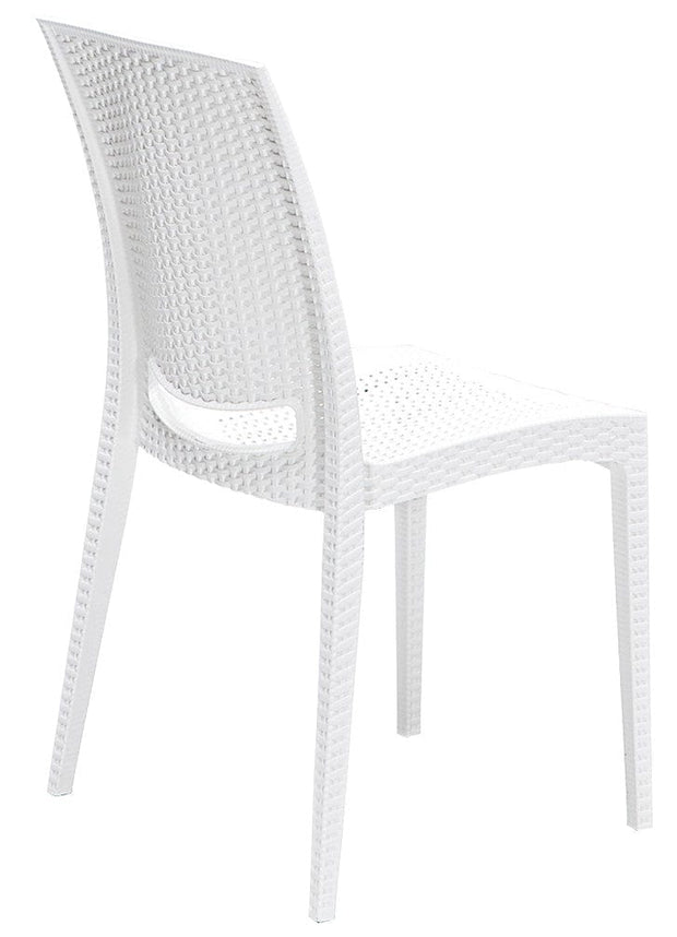 Set masa de gradina / terasa din polipropilena + 4 scaune de gradina, Rattan Alb, L80xl80xH75 cm (7)