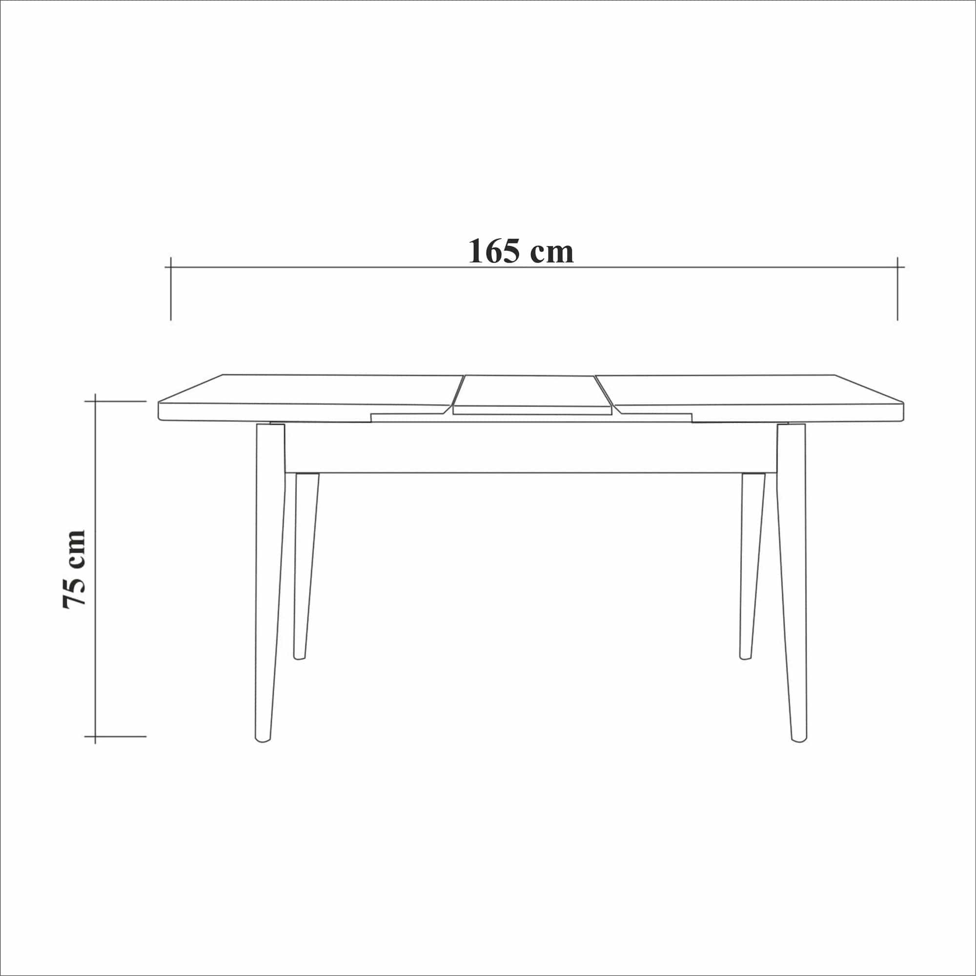 Asir Set masa extensibila din pal si lemn + 2 scaune tapitate cu stofa + 1 banca tapitata cu stofa, Vina 0900 Pin Atlantic / Cappuccino, L130-165xl80xH77 cm