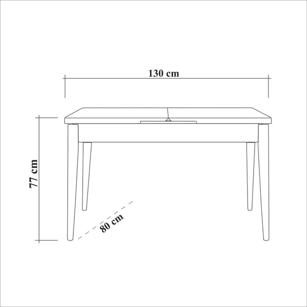 Asir Set masa extensibila din pal si lemn + 2 scaune tapitate cu stofa + 1 banca tapitata cu stofa, Vina 0900 Pin Atlantic / Cappuccino, L130-165xl80xH77 cm