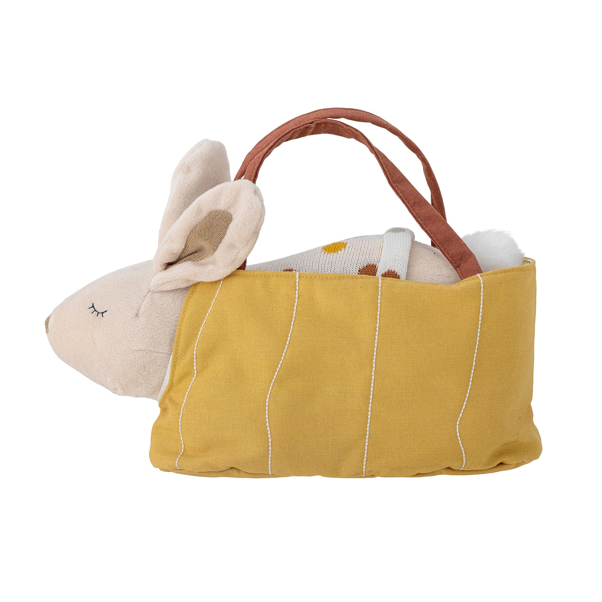 Bloomingville Set Soft Toy din bumbac si poliester, pentru copii, Villja Alb, L28xl12xH15 cm, 2 piese