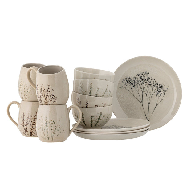 Bloomingville Set vesela din ceramica, Bea II Natural, 12 piese