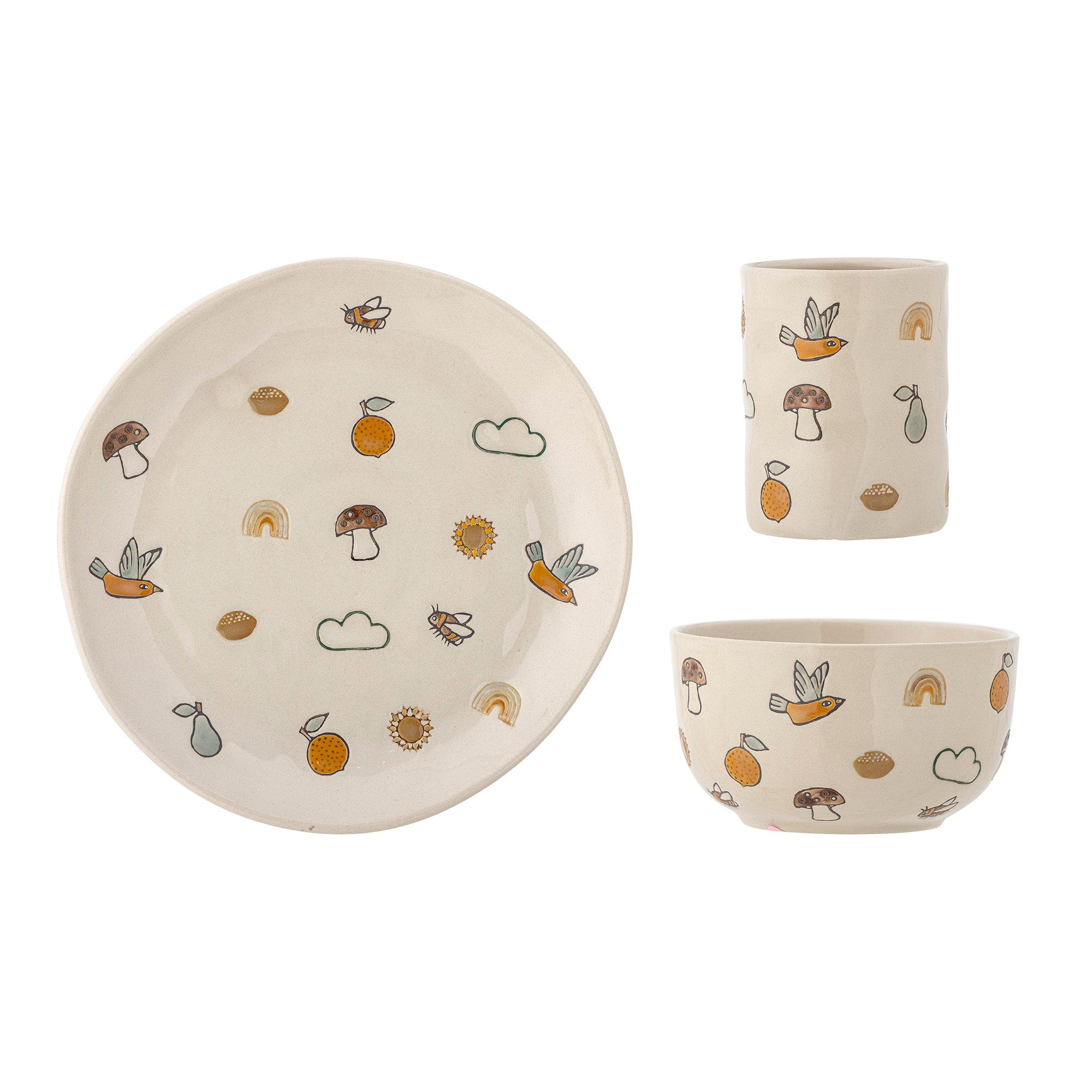 Set vesela din ceramica, pentru copii, Agnes Alb, 3 piese