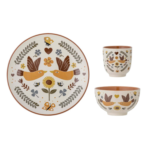 Set vesela din ceramica, pentru copii, Bryn Natural, 3 piese